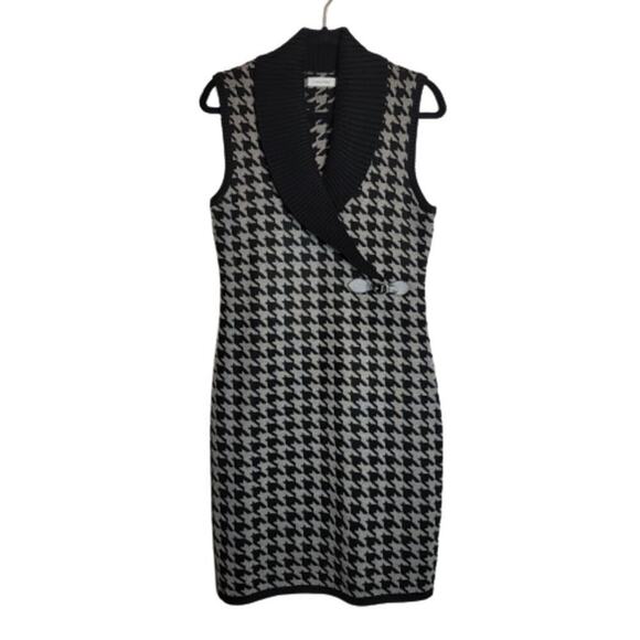 Calvin Klein Houndstooth Dark Academia Sleeveless Sweater Dress Petite Small 341 - Picture 1 of 10
